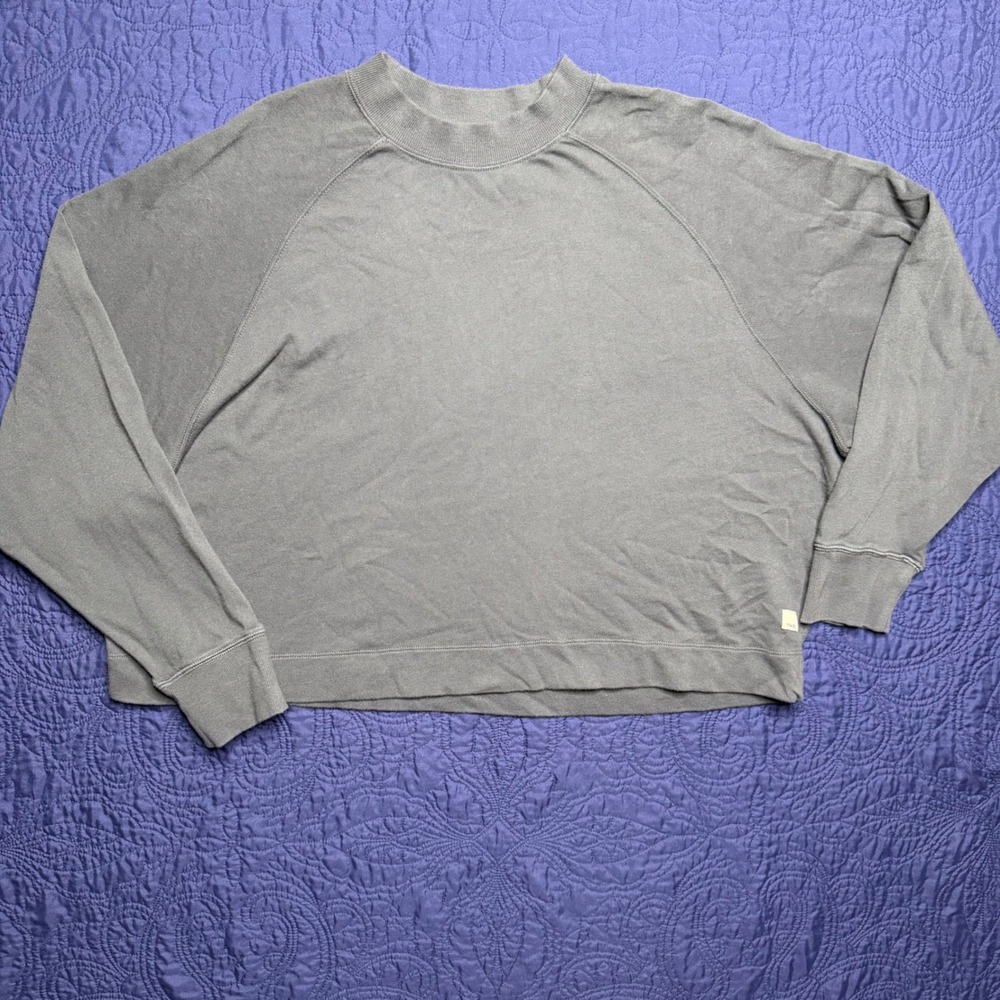 Vuori Crew Sweatshirt Charcoal Gray Organic Cotton Boxy Pullover XL Oversized